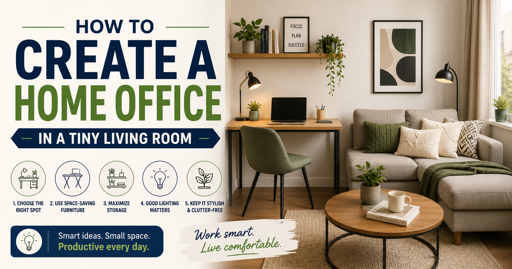 How to Create a Home Office in a Tiny Living Room