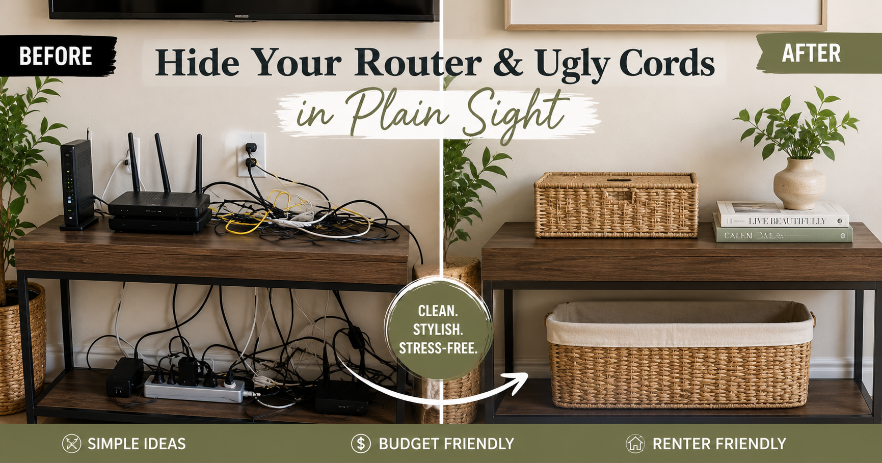 Sneaky Ways to Hide Your Router and Ugly Cords in Plain Sight